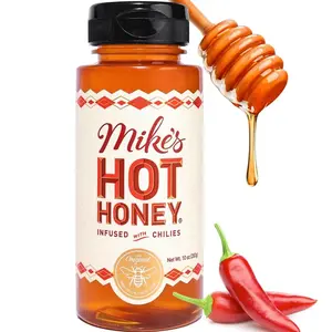 Mike's Hot Honey, America's #1 Brand of Hot Honey, Spicy Honey Infused with Chili Peppers, Certified Kosher, Gluten-Free, Paleo-Friendly, Sweet Heat, Perfect for Hot Sauce Lovers (10oz Bottle, 1 Pack)