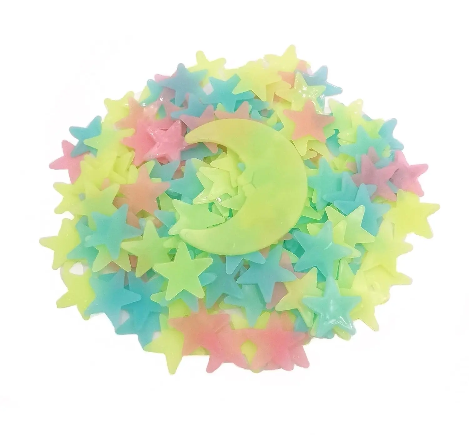 Colorful Glow in The Dark Luminous Stars and Moon Fluorescent Noctilucent Plastic Wall Stickers for Home Art Decor and Room Decoration