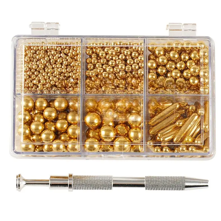 Edible Gold Mix Sugar Sprinkles, Candy Pearls & 4-Claw Sprinkle Pen, 118g (4.16 Oz) Gift Box Pack for Bake Cake Decorations, Ice Cream Toppings Cake Decorating Caketoppers