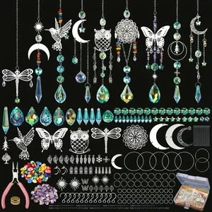460 Piece DIY Owl Sun Catcher Kit, Sunflower Sun Catcher Making Materials, Adult Art Craft Supplies, Hanging Prism Sun Catcher with Crystal Ball, Outdoor Wind Chimes
