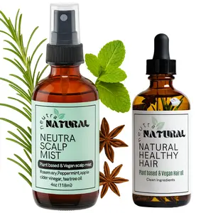 Neutra Natural 2-Piece Hair Care Bundle – Anti-Dandruff Scalp Tonic with Apple Cider Vinegar, Rosemary & Tea Tree + Nourishing Hair Growth Oil with Castor, Olive, Coffee & Vitamin E – Clean Plant-Based Hair Treatment