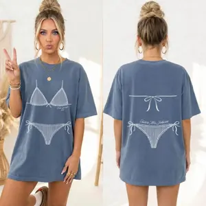 [Custom Beach]Comfort Colors Coastal Bachelorette Bikini Shirt - Bikinis and Martinis Last Toast on the Coast Tee, Trendy Oversized Bride Squad Graphic T-Shirt