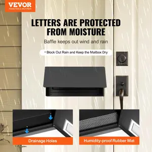 VEVOR Through The Door Key Drop Box, Heavy Duty Steel Through the Door Mailbox with 12" Combination Lock, Mail Drop Box, Black