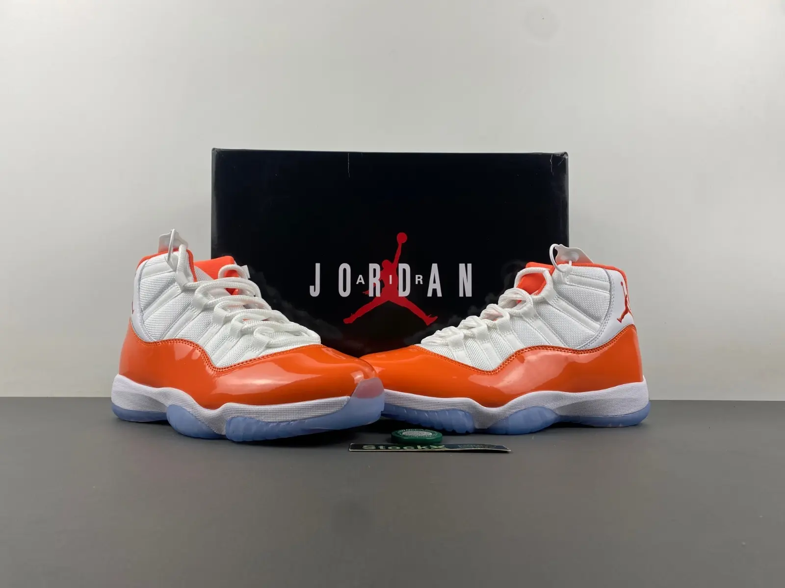 Glossy Patent Leather Knit Upper White Orange High Top Retro Basketball Shoes Unisex Brand New Sealed Complete with Original Shoe Box Comfort Cushioned Footwear for All Seasons Daily Casual Wear