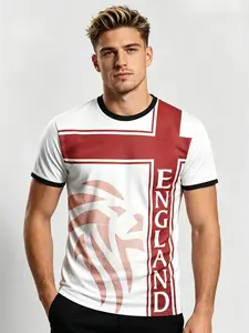 England Men's and Teen Soccer Jersey, Fitted Athletic Top, Lion Emblem, Breathable Fabric, Training, Match, Daily Wear