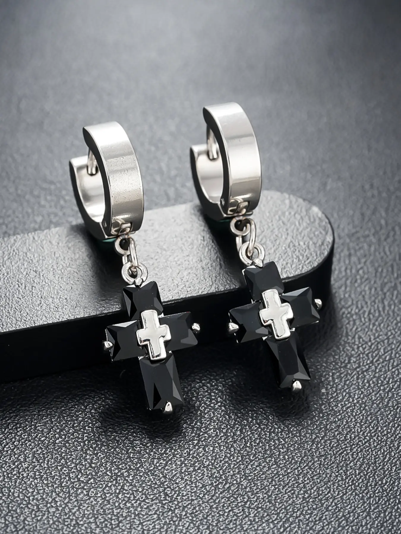 Trendy Cross Men's Earrings, Studded Cross Earrings, Hip Hop Unique Design, Vintage Fashionable Jewelry, Versatile Daily Wear Gift Idea, Fashion Accessory, Trendy Jewellery Accessories