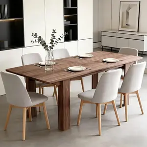 Expandable Dining Table for 6-8 People, 55 to 86.6 Inch Rectangular Wooden Kitchen Table for Home, Brown/Oak