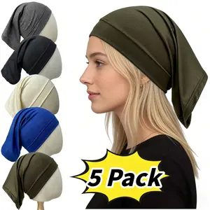 Set of 5 Solid Color Stretch Beanies for Men And Women, Lightweight, Washable, And Easy to Care for