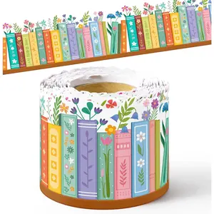 Spring Bookshelf Border Trim - 65ft Wildflower Books Rolled Floral Border Trim Bulletin Board Set for Library School Classroom Office Chalkboard Kindergarten Home Wall Party Decoration