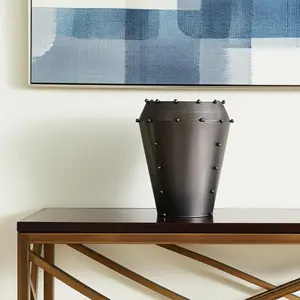 HomeRoots 608293 12 in. Gray Metal Table Vase