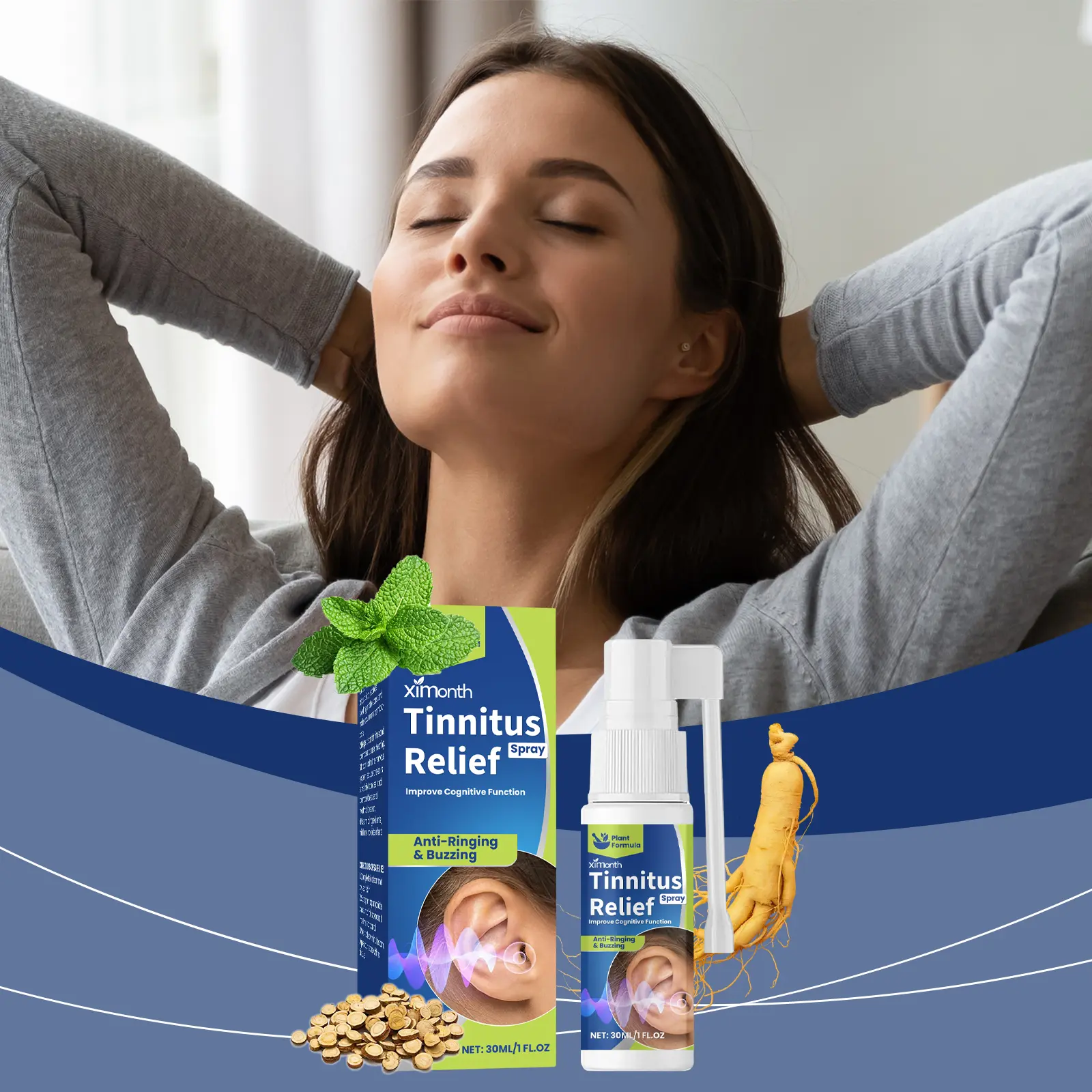 Ximonth Ear Care Spray, A Gentle, Soothing And Nourishing Ear Daily Body Care Spray