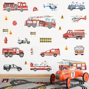 42Pcs/4sheets Vehicles Transportation Wall Decals Stickers for Boys Bedroom Art, Ceiling, Playroom, Daycare, Nursery, Playroom, Babyroom, Classroom, School, Refrigerator Stickers Window stickers
