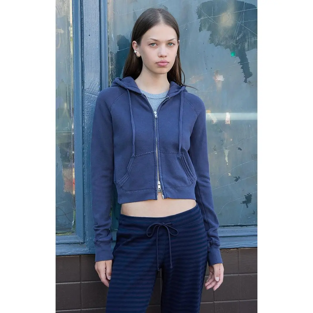 John Galt Women's Blue Crystal Zip Up Hoodie