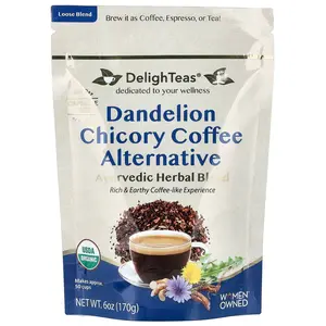 DelighTeas Ayurvedic Herbal Blend, Dandelion Chicory Coffee Alternative, Caffeine Free, 6 oz (170 g)