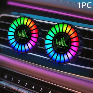 2-in-1 Car Air Freshener with RGB Sound Reactive LED Light, Music Rhythm Pickup Light,Aromatherapy Diffuser, Auto On/Off, Universal Vent Clip for Most Vehicles
