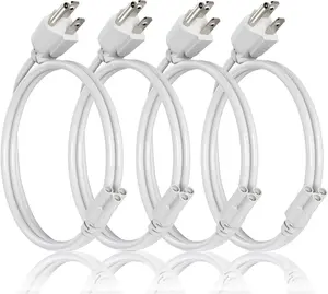 JESLED T8/T5 2FT Integrated LED Tube Light Fixture AC Power Cord Cable with 3-Prong US Plug, 0.6m Extension Wire, for Garage, Workshop, Warehouse Commercial Lighting (4-Pack)
