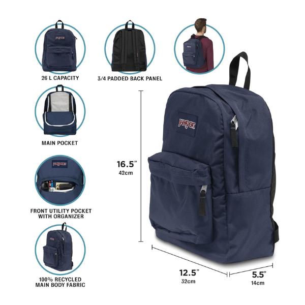 JanSport SuperBreak One Backpacks - Durable, Lightweight Bookbag with 1 Main Compartment, Front Utility Pocket with Built-in Organizer - Premium Backpack, Black