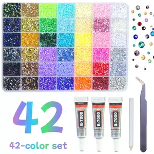 46000Pcs 42Colors 3mm Jelly Flatback Rhinestones, Bedazzling Kit with B7000 Glue for Crafting, Nail Art, Shoes & DIY Diamond Art