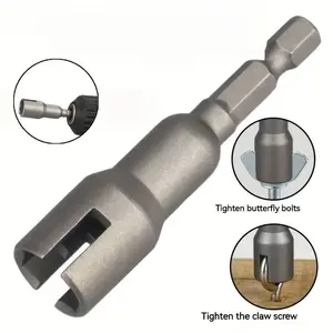 1 pc Electric Wing Nut Driver Bit Set, Screwdriver Bits Set, 1/4" Hex Shank Quick-Install Wing Nut Socket Wrench, Slotted Flat Design, Universal Power Tool Accessory for Panel Nuts and Bolts