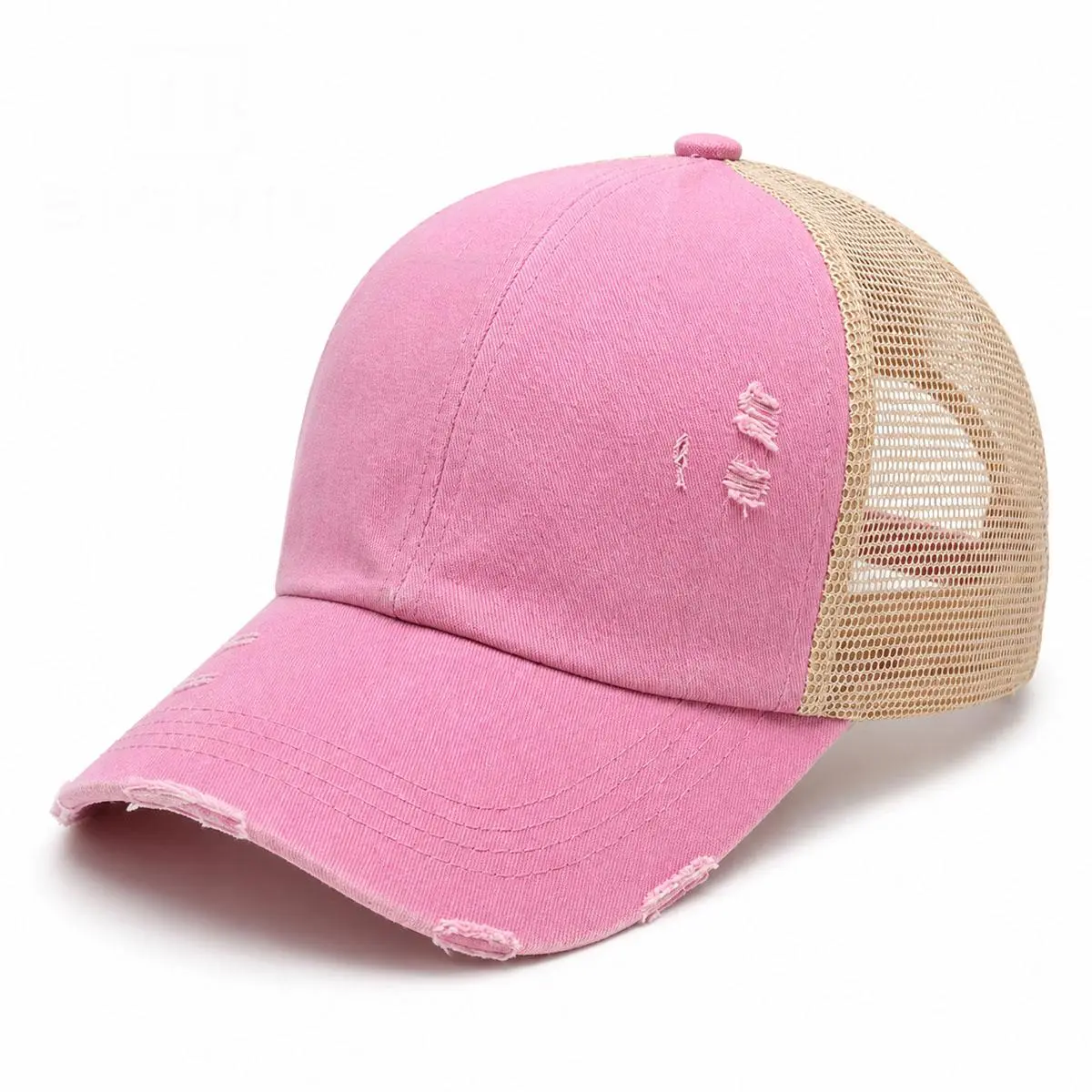 Women's Distressed Washed Trucker Hat - Hats for Women, Fashion Style, Back Elastic Opening, Double-Crossed Rear Straps, Mesh Panels, Ponytail-Friendly Sports & Outdoor Accessory,summerwins,father'sdaygifts,campingessentials,campinggear,camping essentials