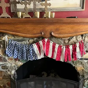 American Flag Bunting Banner, 1 Count 6.5ft Patriotic Decoration, Independence Day Decoration, Party Supplies for Home Living Room Bedroom, Ornaments