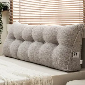 Headboard Pillow, Teddy Velvet Reading Pillow Detachable Cleaning Large Bolster Triangular Headboard Cushion Soft and Fluffy Daybed Pillows