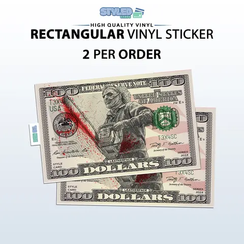 Halloween rectangle vinyl sticker, Leatherface