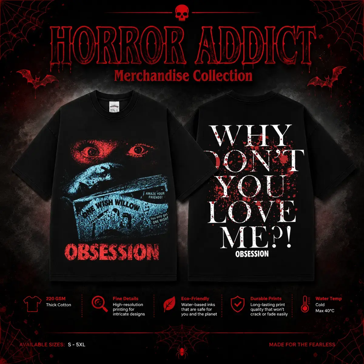 Obsession Red Eyes Gildan Unisex T-Shirt, Sweatshirt & Hoodie, Premium Cotton Horror Movie Shirt, Obsession Movie Costume, Halloween Costume, Red Eyes Outfit, Halloween Horror Movie Shirt, Horror Fan Gift