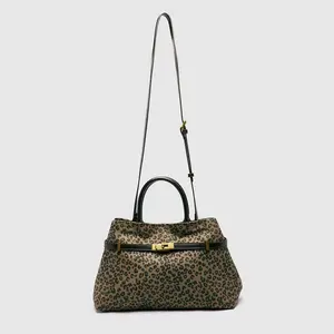 URBAN REVIVO 2026 Spring New Women's Vintage Leopard Print Top-Handle Crossbody Shoulder Bag UAWB50275 - with Chain Strap, Convenient Carry Design