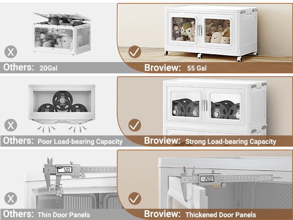 BROVIEW 50Qt-1200Qt Extra Large Storage Bins with Lid, Plastic Stackable Storage Bins with Wheels, Collapsible Closet Organizer and Storage Drawers,Multi-pack 1/3/4/5pack