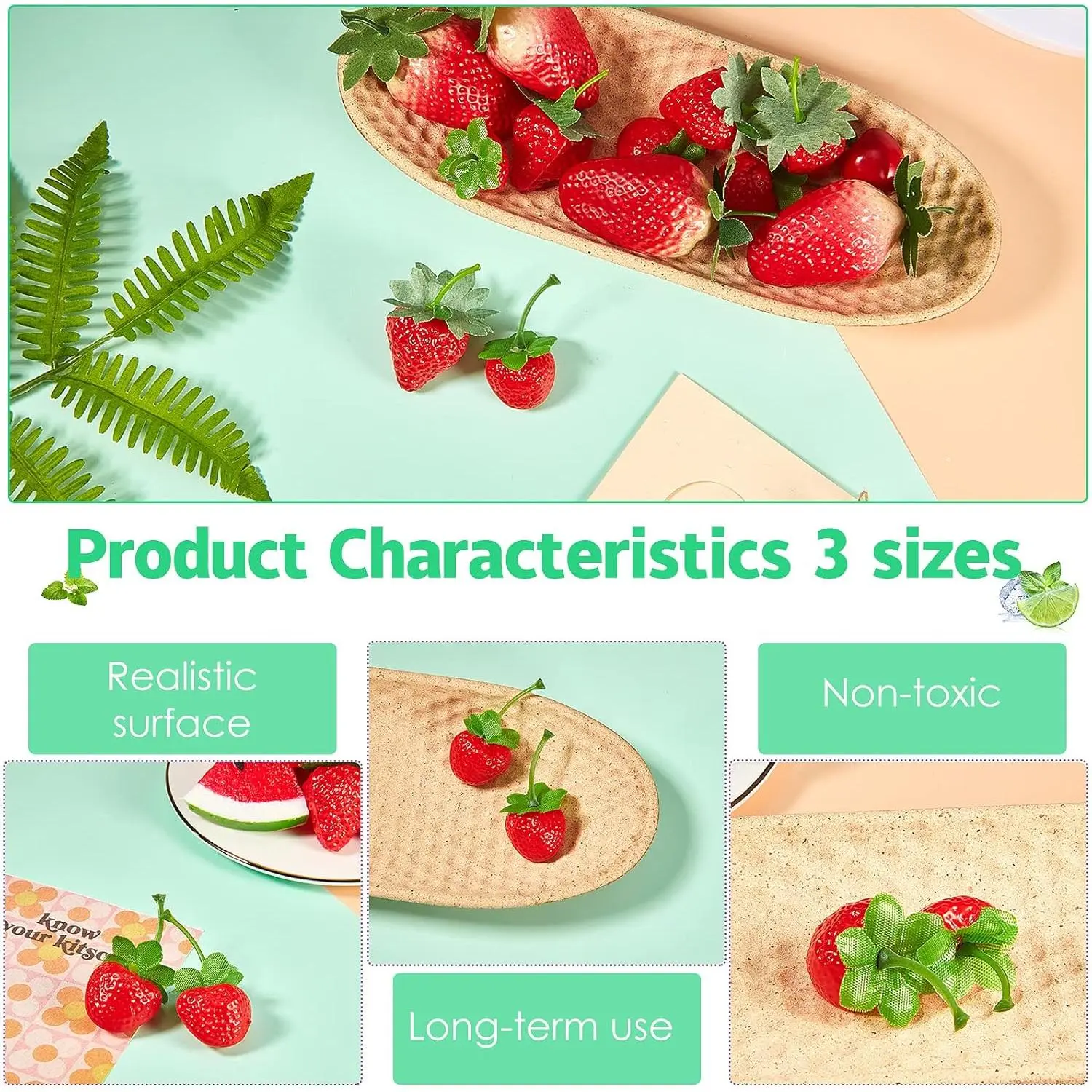 50 Pieces Fake Fruit Artificial Plastic Fruit, 14 Fake