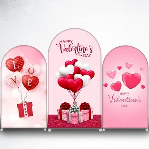 Happy Valentine's Day Balloons Arch Backdrop Cover for Romantic Parties