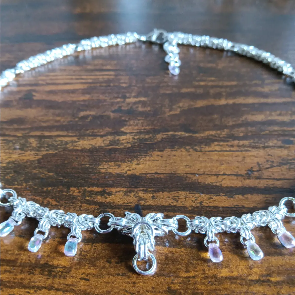 Byzantine Weave Chainmail Choker Silver Plated