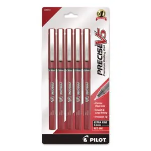 Pilot PIL26012 Precise V5 Rollerball Pen, Red - 5 per Pack