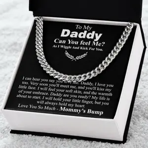 Gift For Dad From Bump, Dad To Be Gift, Pregnancy Announcement To Husband, Father Chain Necklace Gift With Message Card From Bump