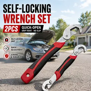 2PCS Multifunctional Self-Locking Adjustable Wrench Set - Quick-Opening Pipe Wrench, Universal Spanner for Nuts, Bolts, Plumbing Jobs, Auto Repair and Home Use