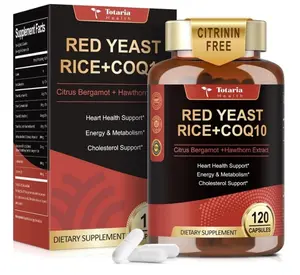 Red Yeast Rice 2,000mg with CoQ10 Supplement - Advanced Healthy Heart & Healthy Cholesterol Levels - Citrinin Free Extract Red Yeast Rice Capsules Plus Citrus Bergamot - Vegan, Non-GMO