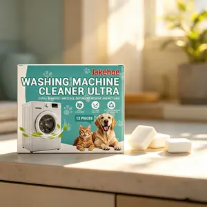 Washing Machine Cleaning Tablets (12pcs), Dissolves Stubborn Dirt, Safe for Washing Machine Interior, Home Use Drum Washer Cleaner