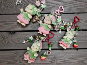 [NEW] Handmade Strawberry Girl Keychain – Cute Doll Charm for Bag, Phone & Keys