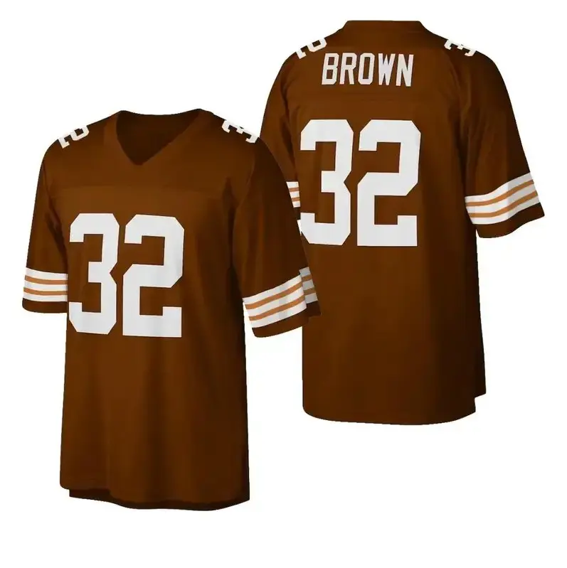 Men's #32 Brown V-Neck Embroidered American Football Jersey - Stylish, Comfortable, Breathable Menswear Top for Sports Games