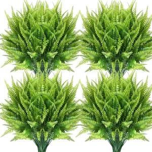 Realistic artificial Boston ferns, natural appearance, UV-resistant and non-fading green plants, durable tropical rainforest green leaves, suitable for indoor and outdoor hanging baskets, windows, balconies, porches, and supermarkets