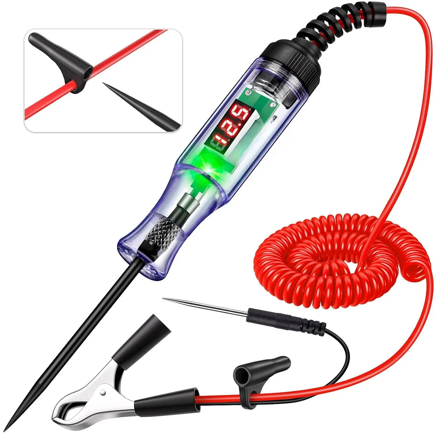 Upgrade Automotive Test Light with 3-80V LED Digital  Display, Auto Circuit Tester with Voltmeter & Extra Probe, Electric Test Pen w/Dual Color Polarity Indicate for  Fuse DIY Testing