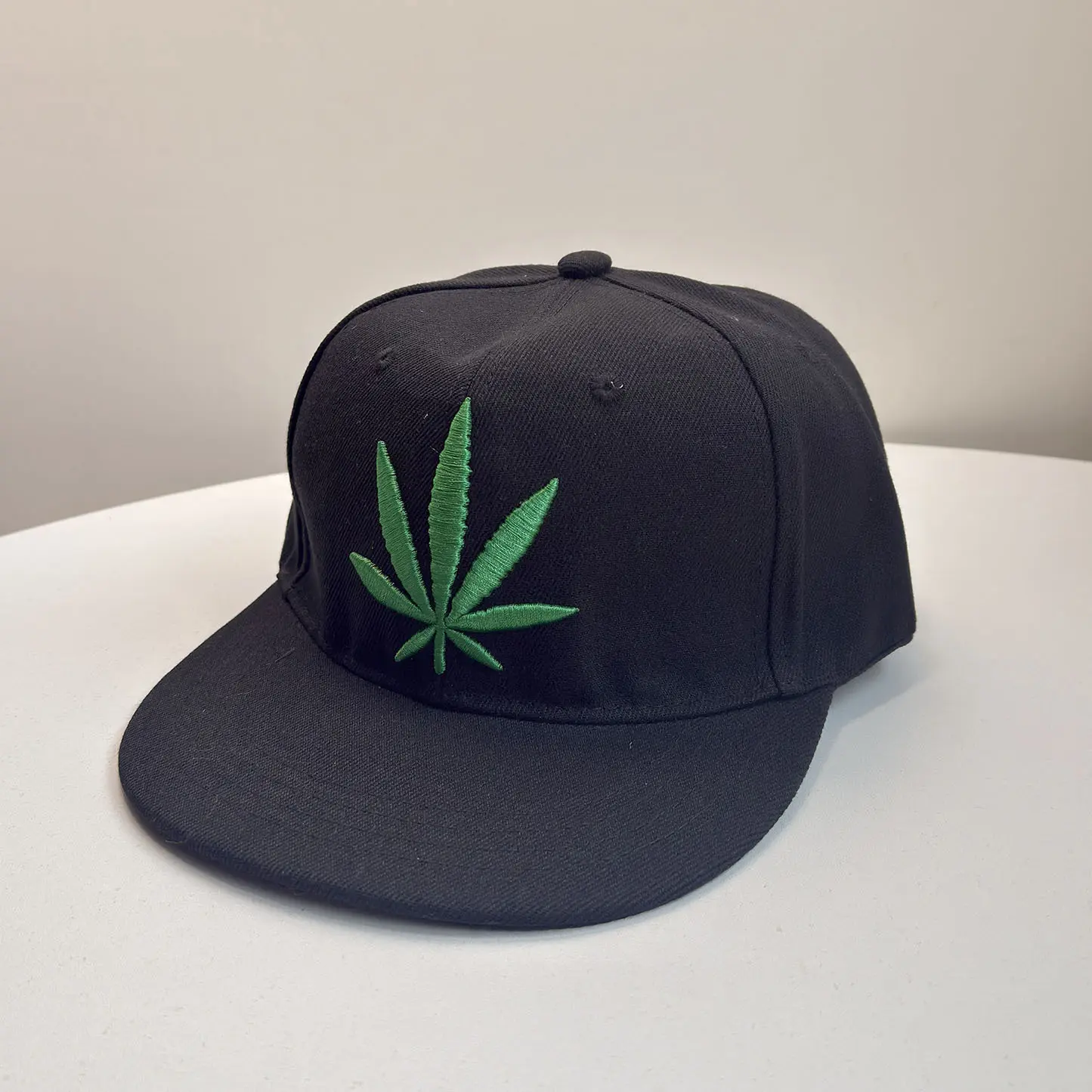 Maple Leaf - Black with Green Embroidery