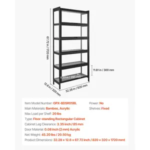 VEVOR Display Cabinet with Acrylic Doors, 68 in Tall 5-Tier Curio Cabinet, Natural Wooden Fame, Collectibles Toy Organizers Rack Display Case, Bookshelf for Home, Office, Playroom, Living Room