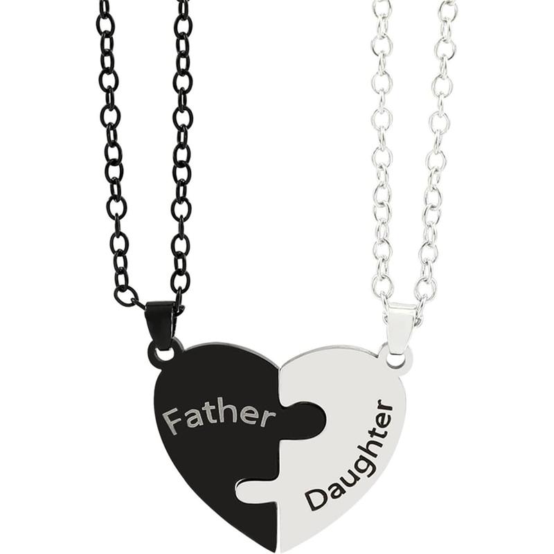 2 count Love Heart Puzzle Pendant Necklace Set Adjustbale Broken Split Heart  Friend Matching Necklace for Women Men Brother Sister Friendship