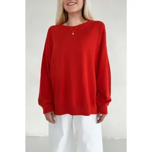 Sonny Long Sleeve Oversized Pullover in Poppy Red