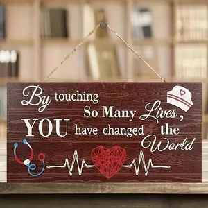 Inspiring Wooden Decor Wall Plaque for Medical Professionals, 'through Touching so Many Lives' Quote, Ideal Gift for Doctors and Nurses, No Power Needed