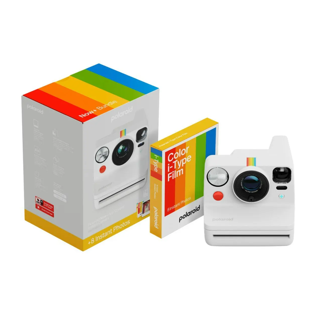 Polaroid Now Plus Generation 3 Manual Instant Camera Bundle with Color Film (White, 8 Photos)