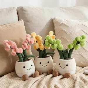 Simulation of orchid plush flowerpot plush doll, 1 cute plush flowerpot doll, home decoration birthday gift, plush toys.