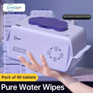 80 Pcs Pure Water Wet Wipes, Alcohol-Free, Fragrance-Free, Gentle for Sensitive Skin, Thick Facial Wipes, Makeup Remover Wipes, Ideal for Makeup Removal & Daily Cleaning
